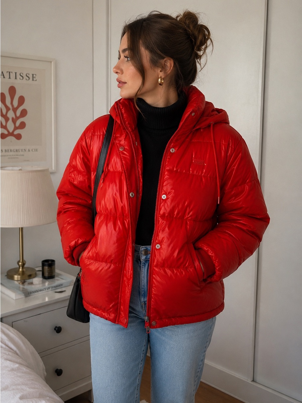 Levi's Red Quilted Hooded Puffer Jacket